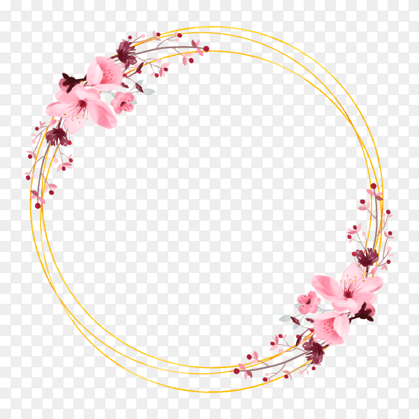 Abstract floral frame on transparent background PNG