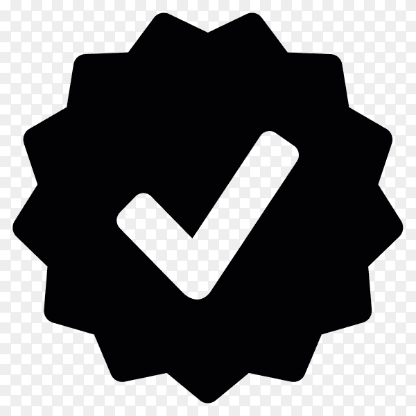 Approval symbol in badge on transparent background PNG