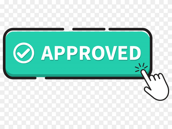 Approved button icon on transparent background PNG