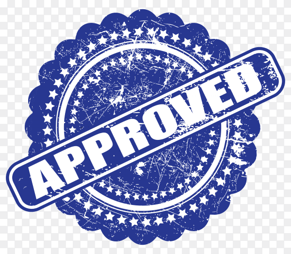 Approved grungy stamp on transparent background PNG