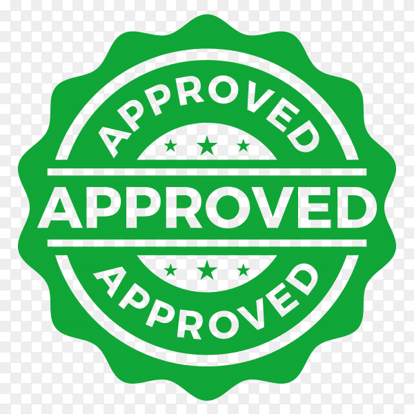 Approved seal stamp logo on transparent background PNG
