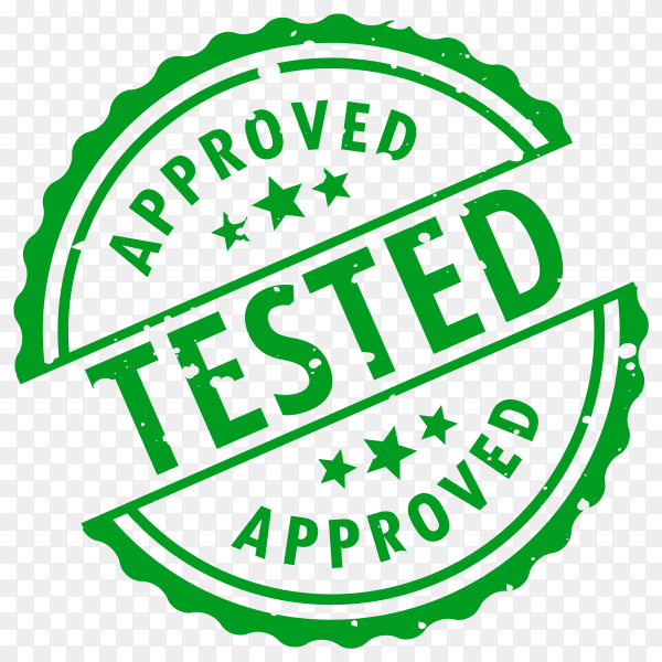 Approved tested stamp on transparent background PNG