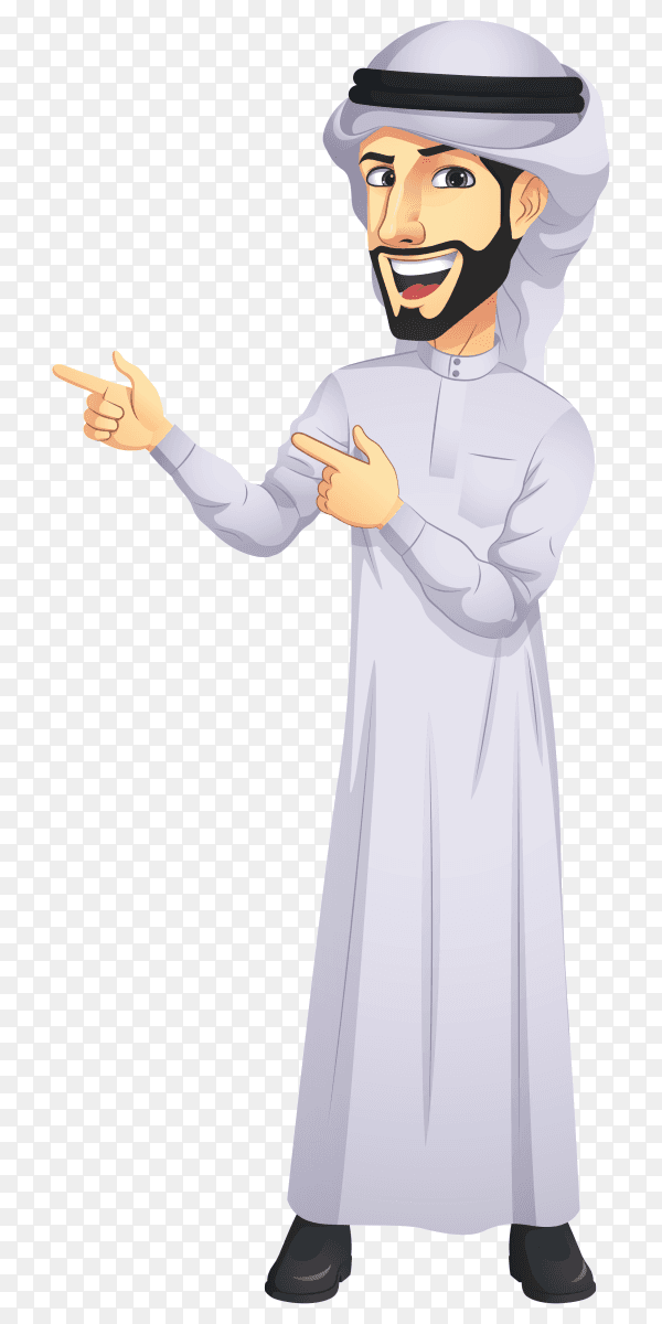 Arab man cartoon character premium vector PNG