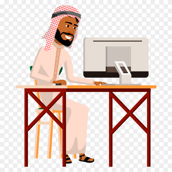 Arab man worker on transparent background PNG
