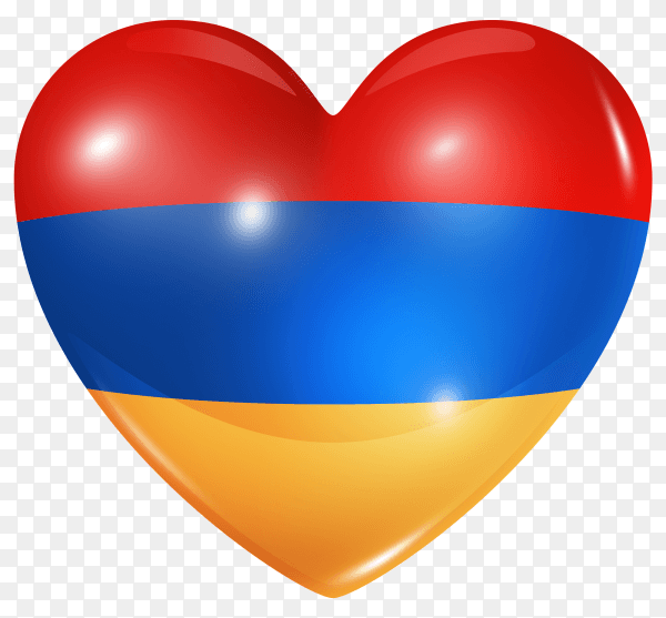 Armenia flag in heart shape on transparent background PNG