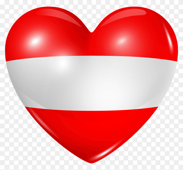 Austria flag in heart shape on transparent background PNG