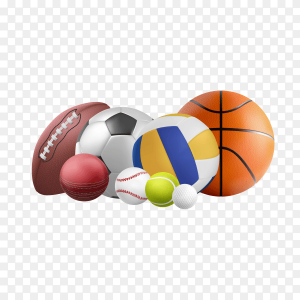 Balls for sports on transparent background PNG