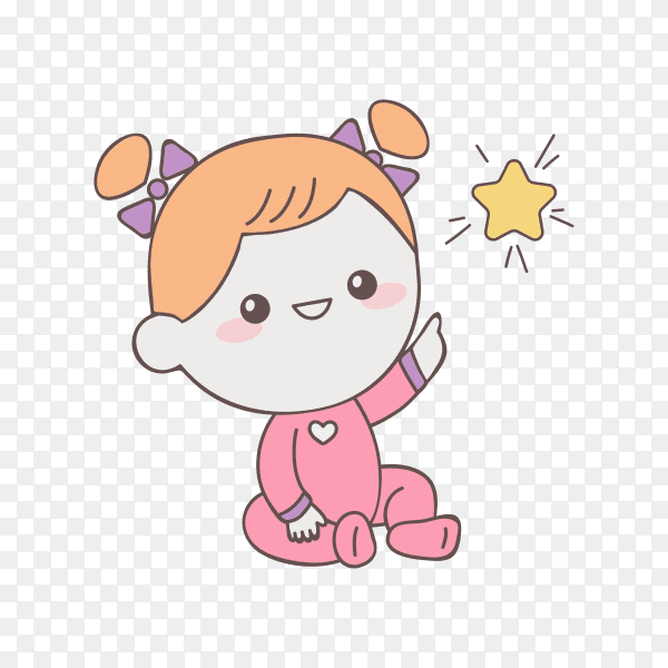 Baby girl in hand drawn style on transparent background PNG