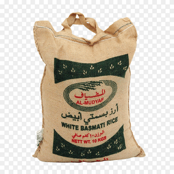 Bag of white Rice Basmati on transparent background PNG
