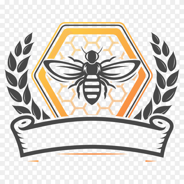 Bee farm vintage isolated label on transparent background PNG