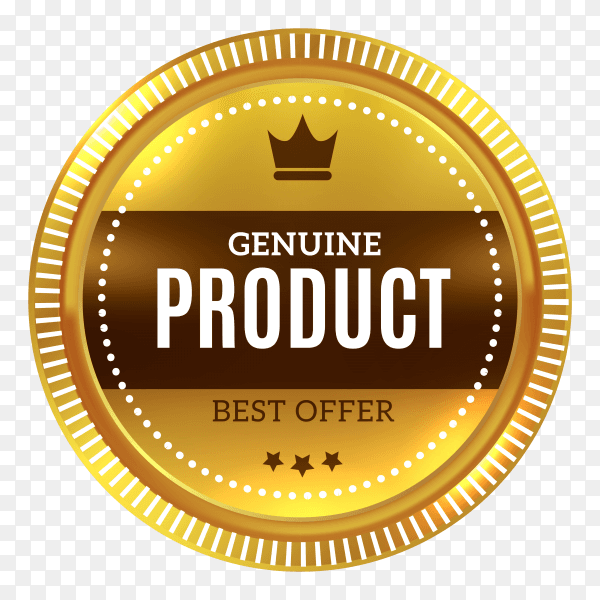 Best certification golden sign. gold award emblem medal and round label stamp elegant quality guarantee plate badge on transparent background PNG