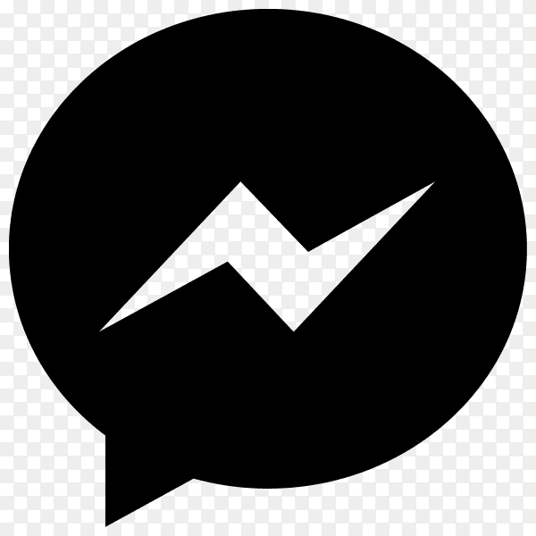 Black facebook messenger icon on transparent background PNG