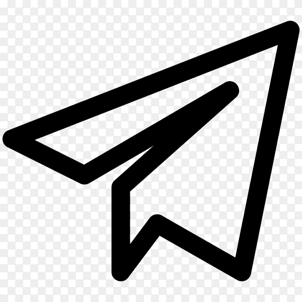 Black telegram icon on transparent background PNG