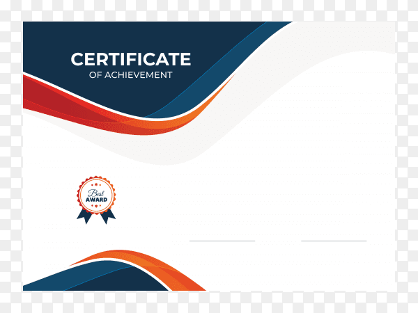 Blue and orange waves certificate on transparent background PNG