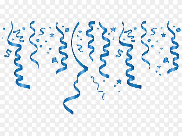 Blue confetti isolated on transparent background PNG