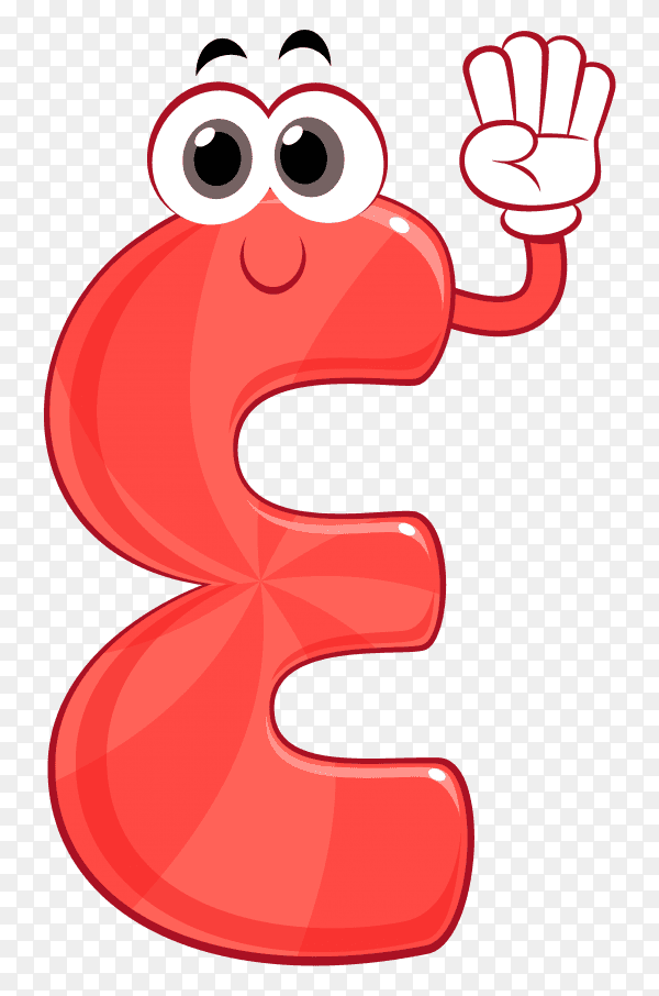 Cartoon number four design on transparent background PNG