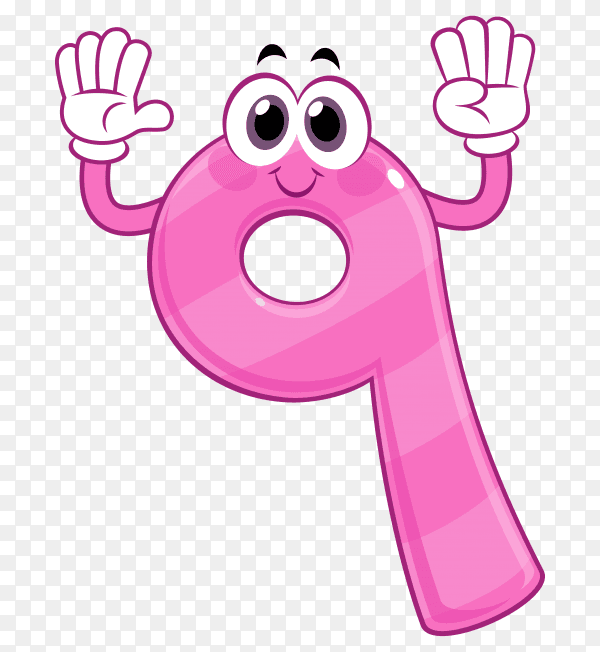 Cartoon number nine premium vector PNG