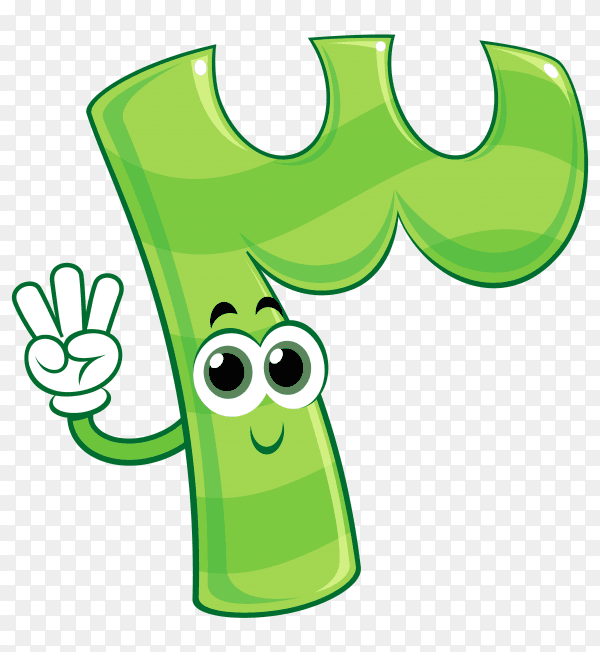 Cartoon number three on transparent background PNG