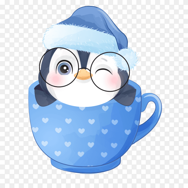 Cartoon penguin character on transparent background PNG