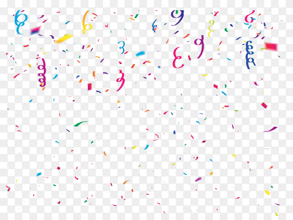 Celebration confetti colorful ribbons on transparent PNG