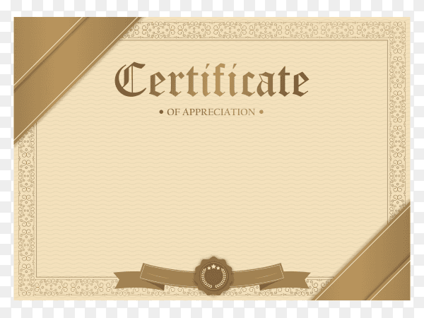 Certificate of appreciation template with gold border premium vector PNG