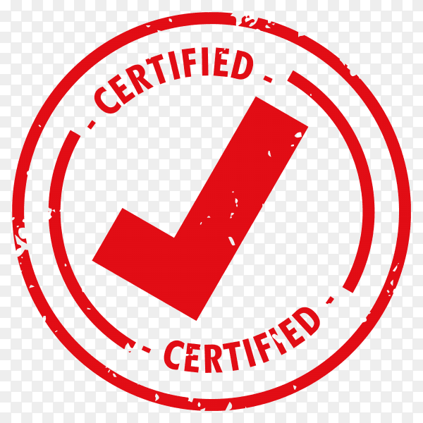 Certified check mark tick rubber stamp design on transparent background PNG