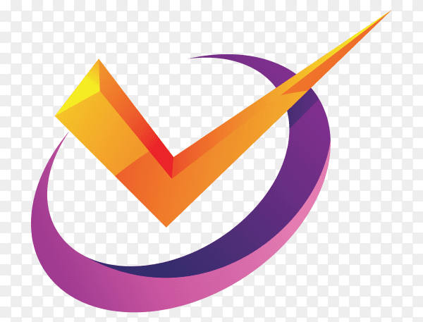 Check mark logo design on transparent background PNG