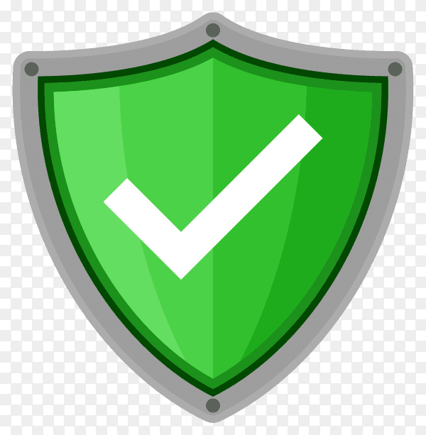 Check mark shield in flat style on transparent background PNG