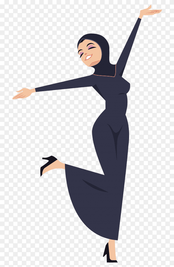 Cheerful Arab business woman on transparent background PNG