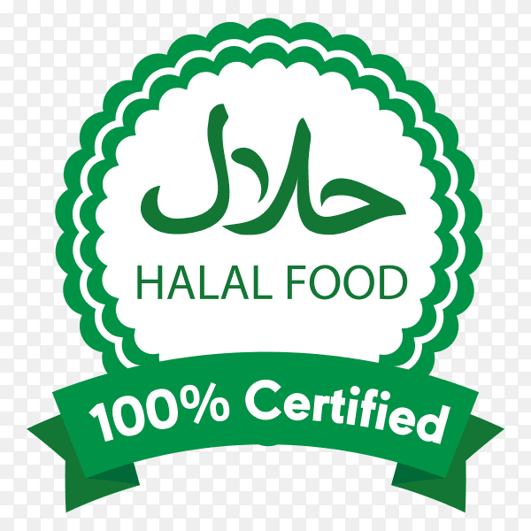 Classic green halal label with flat design on transparent background PNG
