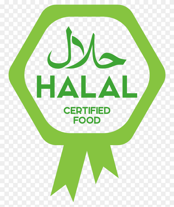 Classic green halal label with flat design premium vector PNG