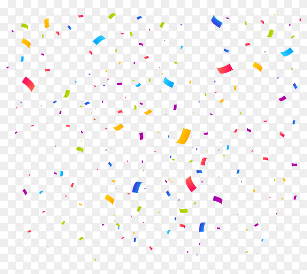 Colorful bright confetti pieces isolated on transparent background PNG