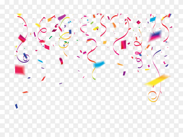 Colorful confetti celebratory design on transparent background PNG