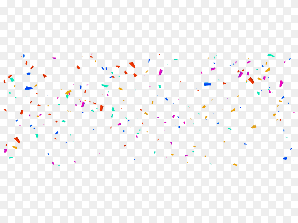 Confetti and colorful ribbons on transparent background PNG