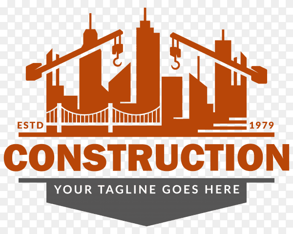 Construction logo design illustration on transparent background PNG