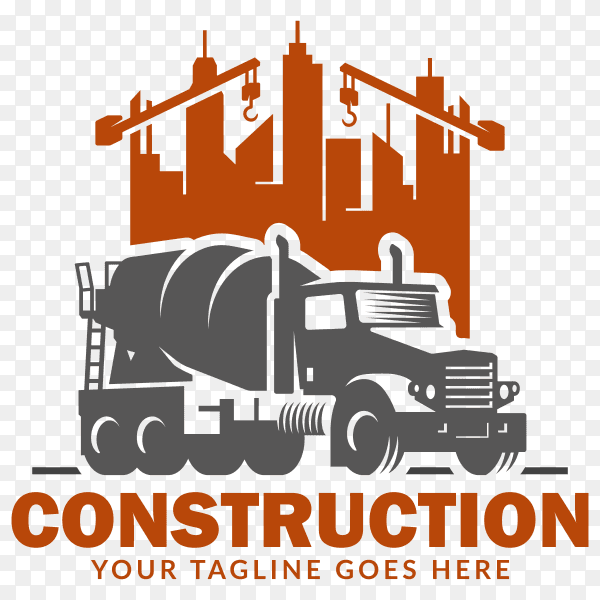 Construction logo design on transparent PNG