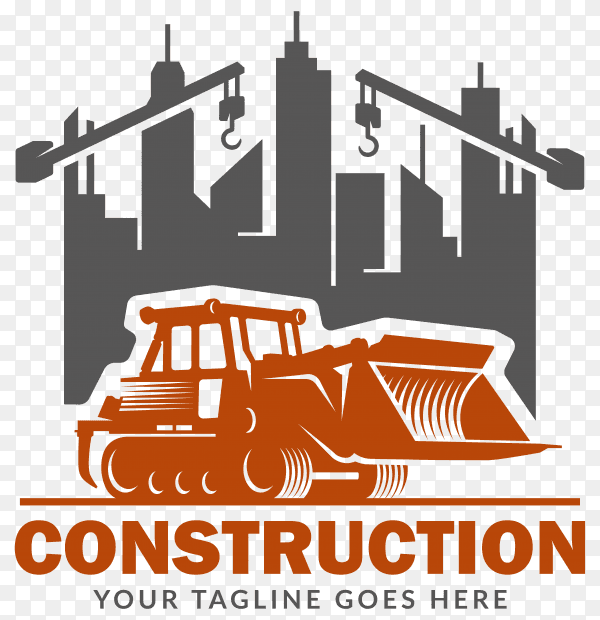 Construction logo on flat design on transparent background PNG