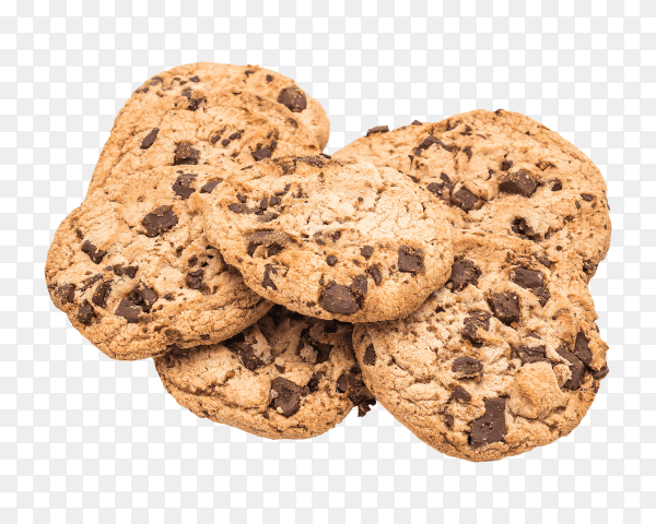 Cookies with dark chocolate chips on transparent background PNG
