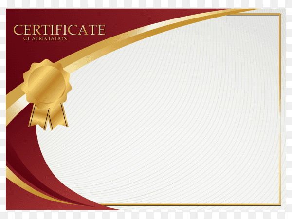 Creative certificate of appreciation award template on transparent background PNG