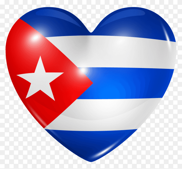 Cuba flag in heart shape on transparent background PNG