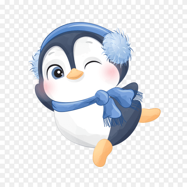 Cute penguins for Christmas day on transparent background PNG
