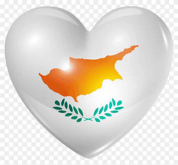 Cyprus flag in heart shape on transparent background PNG