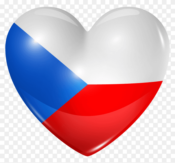 Czech republic flag in heart shape on transparent background PNG