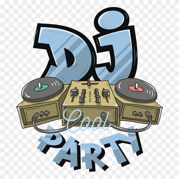 DJ party poster on transparent background PNG