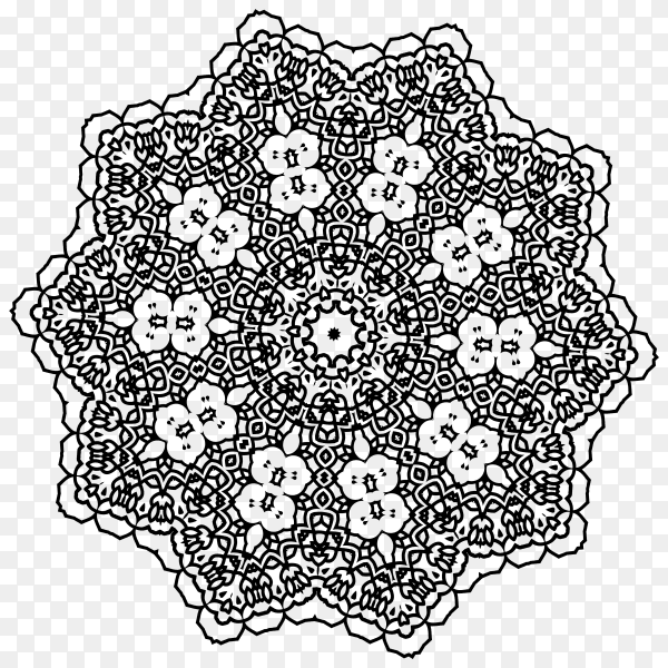 Decorative abstract mandala on transparent background PNG