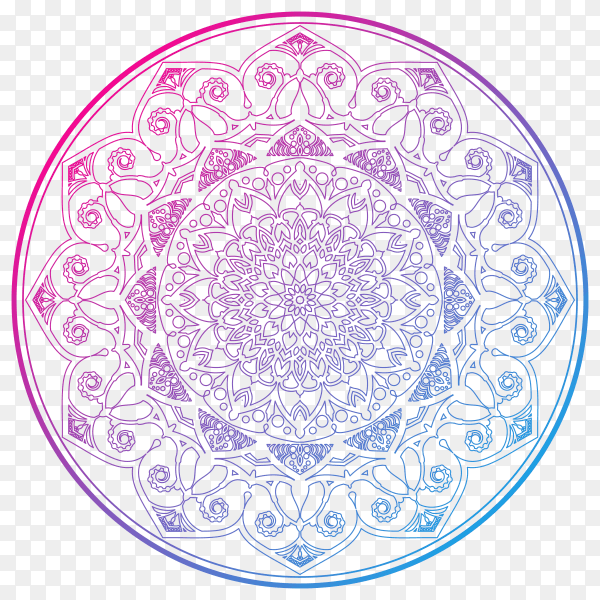 Decorative colorful mandala on transparent background PNG