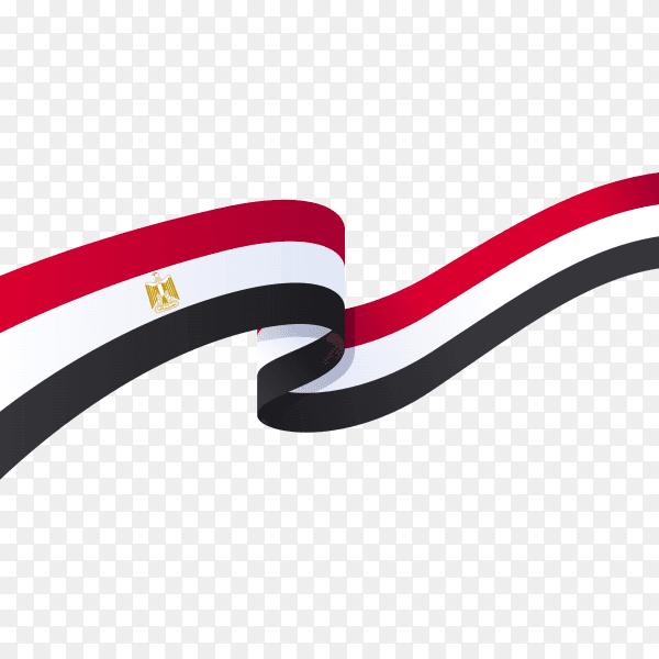 Egypt flag in ribbon shape on transparent background PNG