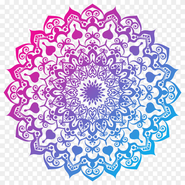 Elegant colorful mandala on transparent background PNG