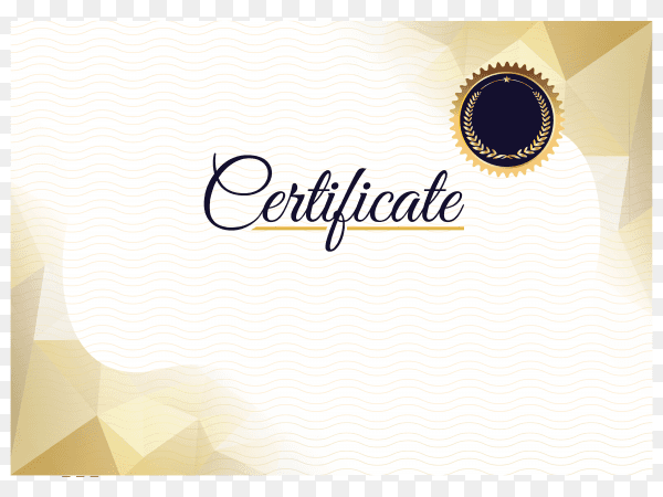 Elegant gold diploma certificate template on transparent background PNG