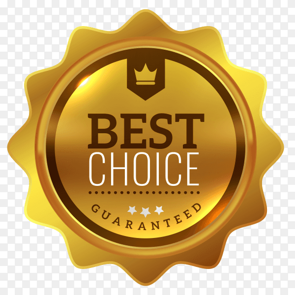 Elegant golden best choice badge isolated premium vector PNG